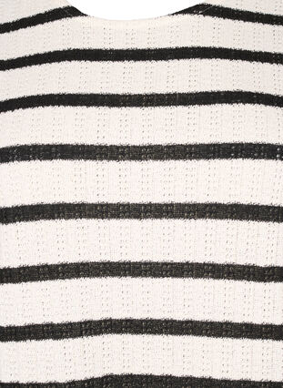 Bluse med korte ermer og kontrastfargede striper, Sand Black Stripe, Packshot image number 2