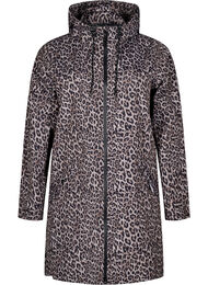 Regnjakke med lommer og hette, Brun