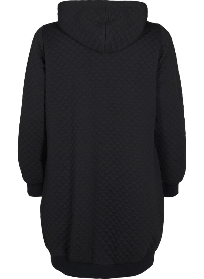 Lang, vattert sportscardigan med glidelås, Svart, Packshot image number 1