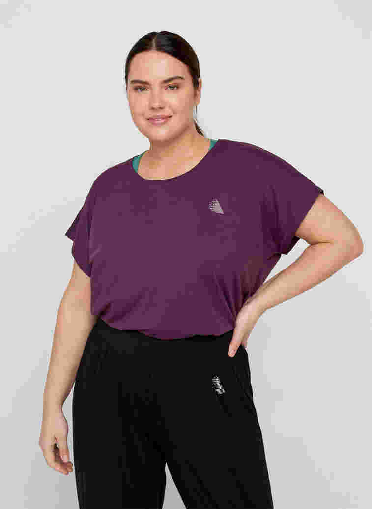 Ensfarget t-skjorte til trening, Blackberry Wine, Model