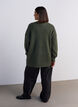 Lang ribbestrikket bluse med V-hals, Gr&oslash;nn, Model image number 2