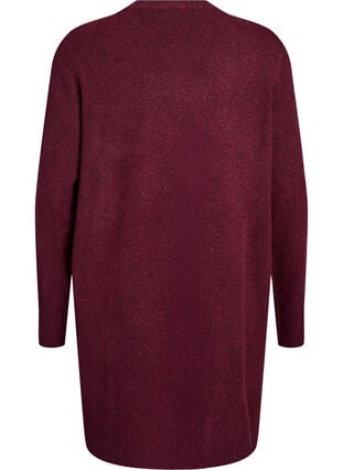 Zizzi Ribbestrikket cardigan med lommer, Mørk Bordeaux, Packshot image number 1