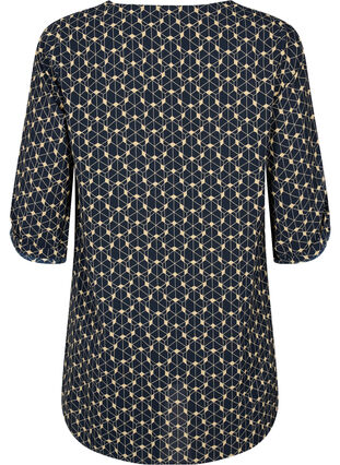 Zizzi A-formet tunika med trykk, Blue Beige AOP, Packshot image number 1