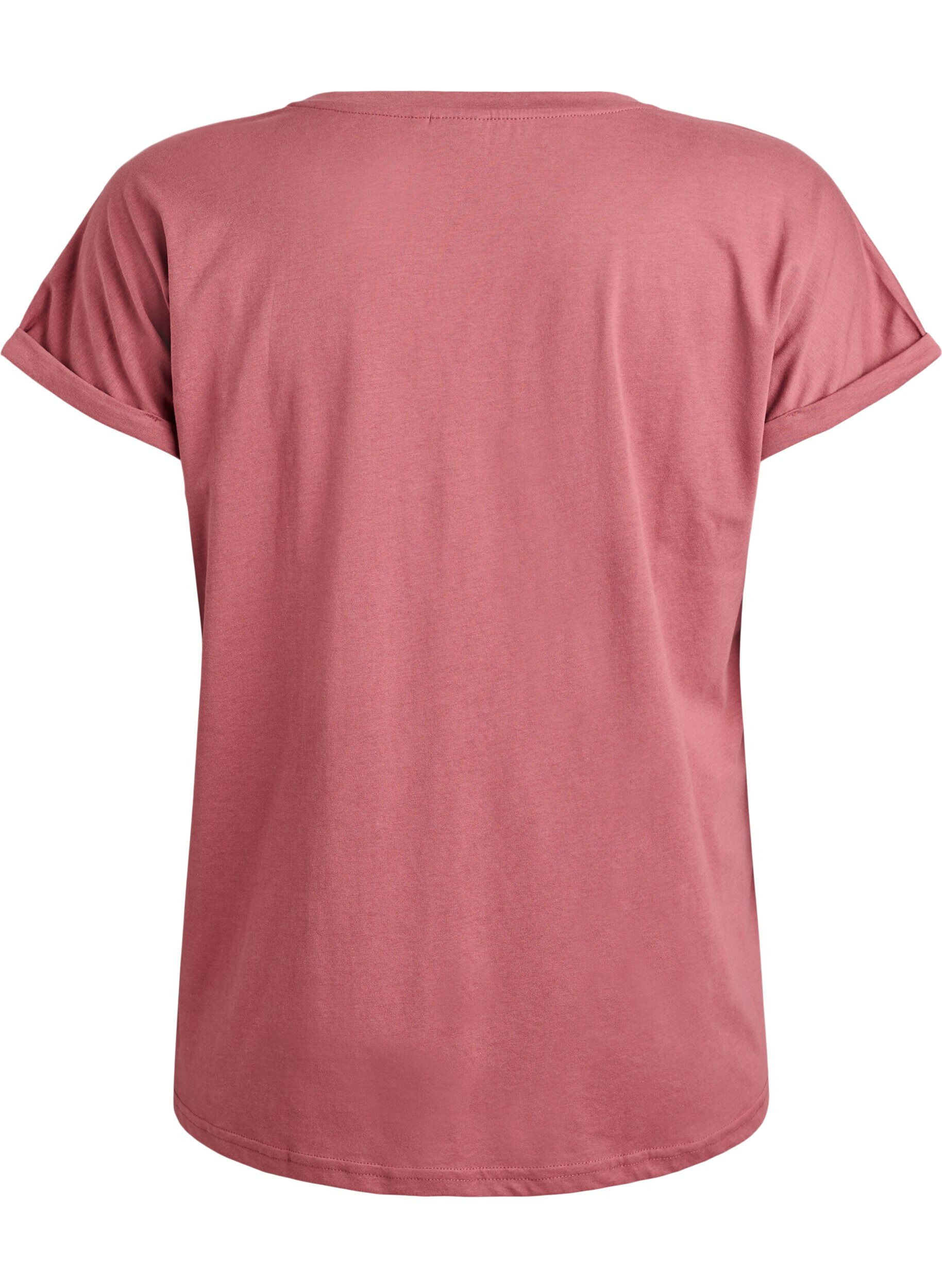 ZizziKortermet t-skjorte i bomullsblanding, Rosa, Packshot image number 1