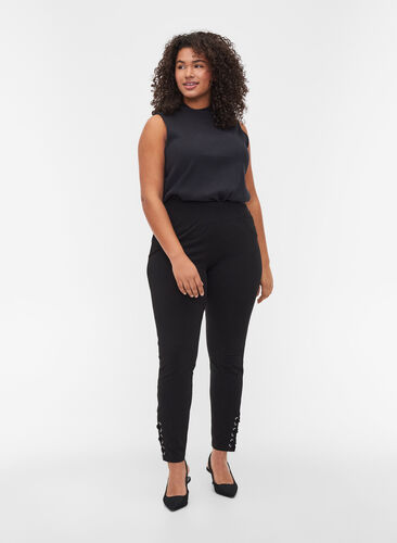 Leggings med snøredetaljer, Black, Model image number 0