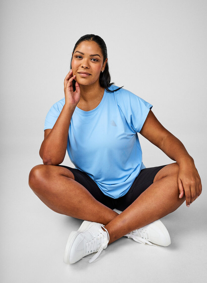 Ensfarget trenings-T-skjorte, Blå, Image image number 0