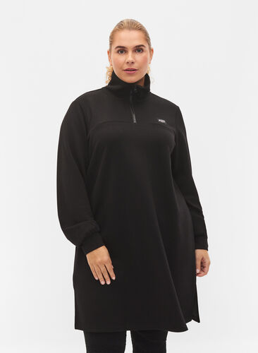 Kjole med høy hals, Black, Model image number 0