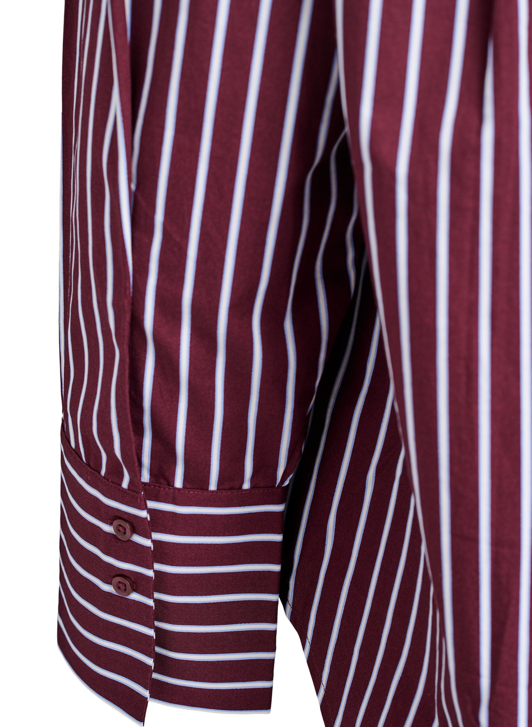 Zizzi Loose fit skjorte med striper og en brystlomme, M&oslash;rk Bordeaux, Packshot image number 3
