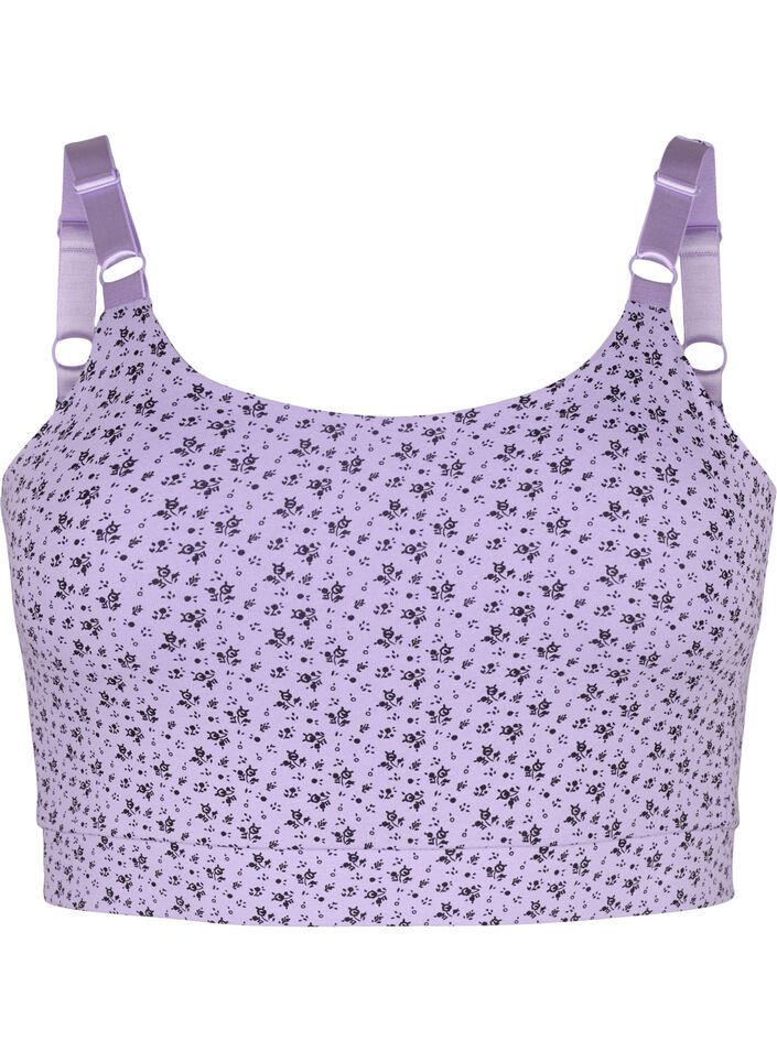 2-pack BH-topp i bomull med justerbare stropper, Purple Rose/Black, Packshot image number 2
