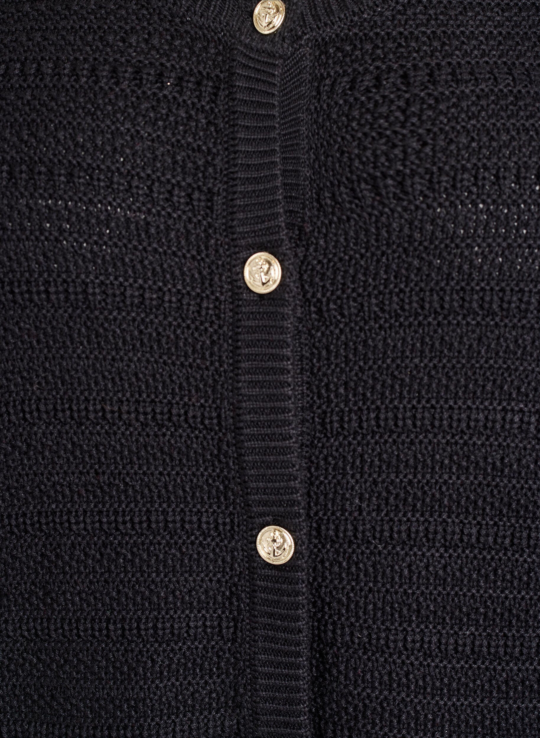 Zizzi Cardigan med strukturstrikk og dekorative knapper, Svart, Packshot image number 2