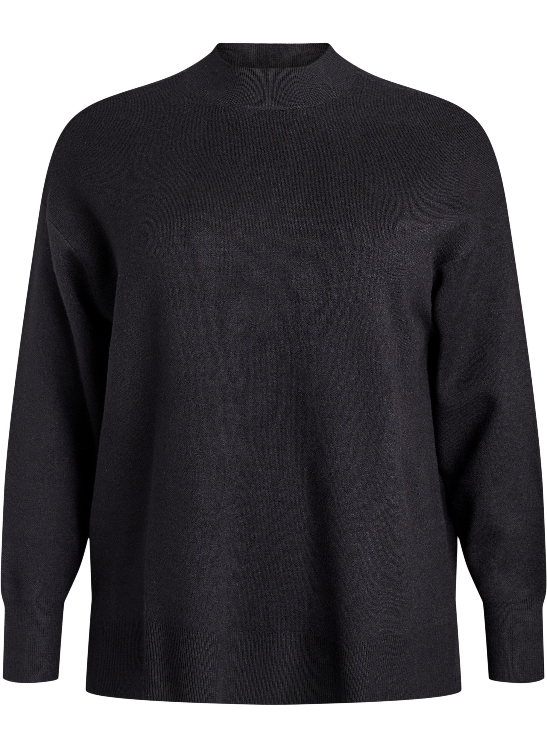 Strikkebluse med h&oslash;y hals