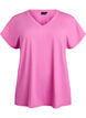 L&oslash;stsittende trenings-t-skjorte med V-hals, Rosa, Packshot image number 0