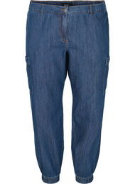 Cargojeans med lommer på siden, Dark blue denim