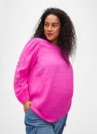 Bluse i Tencel ™ Modal med broderidetaljer, Phlox Pink, Model