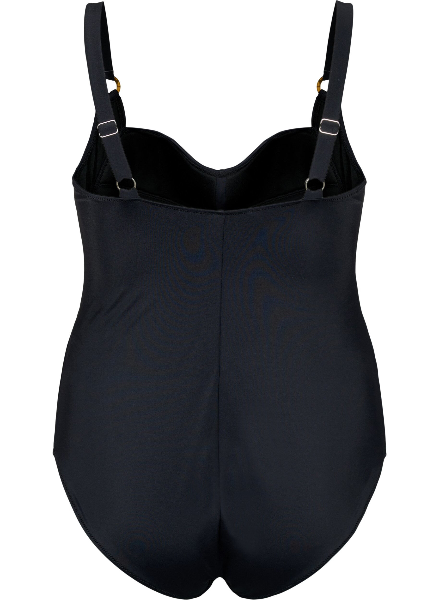 ZizziVattert badedrakt med draperinger , Svart, Packshot image number 1