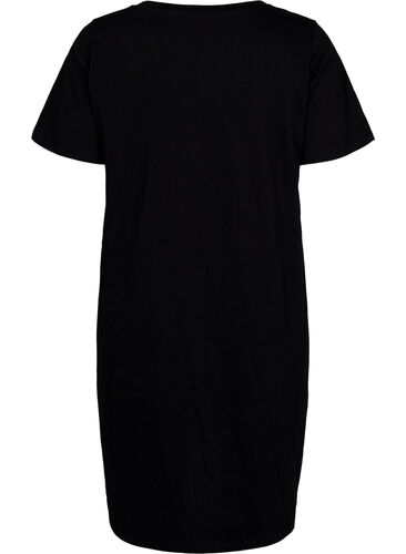 Nattkjole av bomull med trykk, Black w. Gold Foil, Packshot image number 1