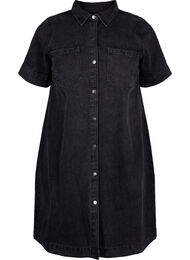 Lang denimskjorte med korte ermer, Grey Washed