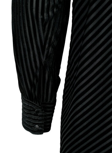 Strukturmønstret kjole i velur, Black, Packshot image number 4