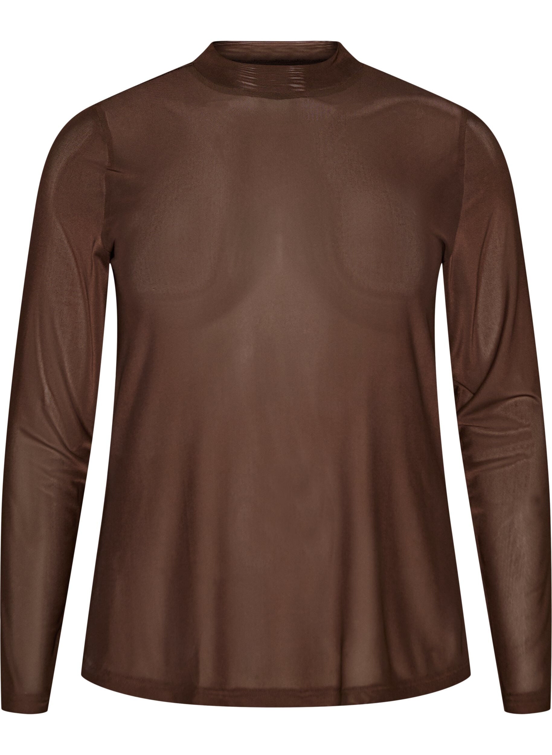 Tett sittende meshbluse med lange ermer