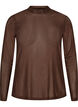 Tett sittende meshbluse med lange ermer, Brun, Packshot image number 0