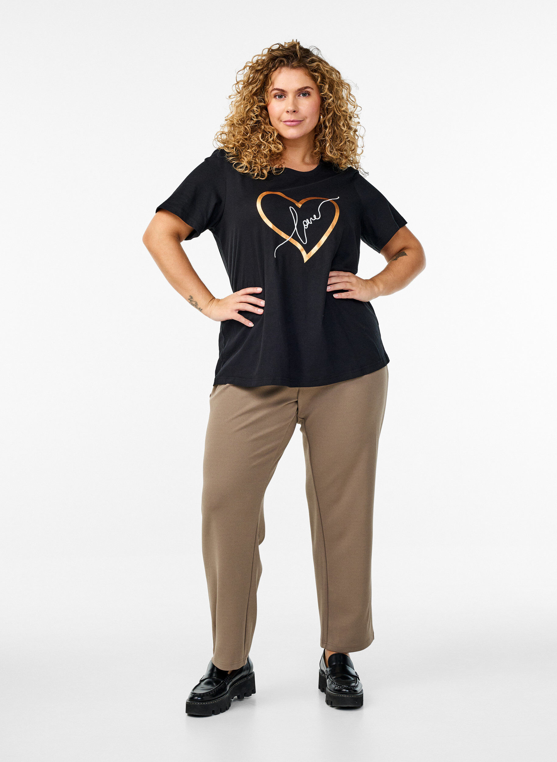 Zizzi FLASH - T-skjorte med motiv, Svart, Model image number 1