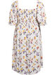 Blomstrete midikjole av viskose med smock, Hvit, Packshot image number 1