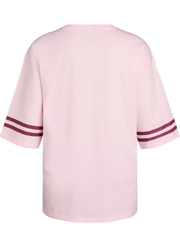 Oversized college T-skjorte med 3/4 ermer, Rosa, Packshot image number 1