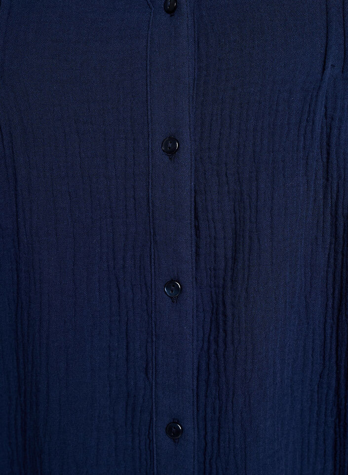 Bluse i bomullsmusselin med broderte detaljer, Bl&aring;, Packshot image number 2