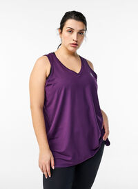 Trenings-topp med v-hals, Lilla Trenings-topp med v-hals, Lilla, Model