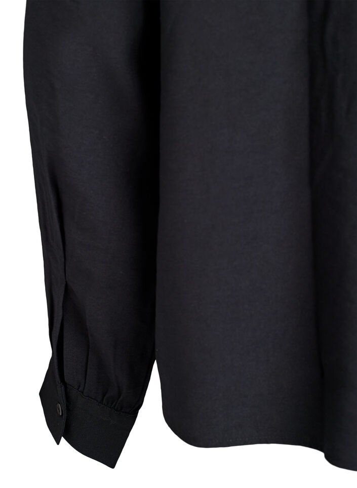 Skjortebluse med knappedetalj bak, Svart, Packshot image number 3