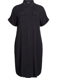 FLASH - Lang skjortekjole med korte ermer, Black