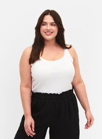Tanktopp i bomull med ribb, Bright White, Model