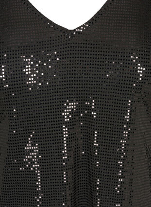 Paljettbluse med 3/4-ermer, Black, Packshot image number 3