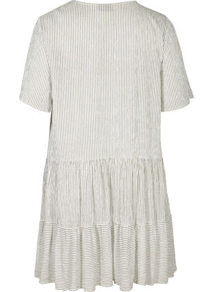 Kortermet kjole med striper og knapper, White Stripe, Packshot image number 1
