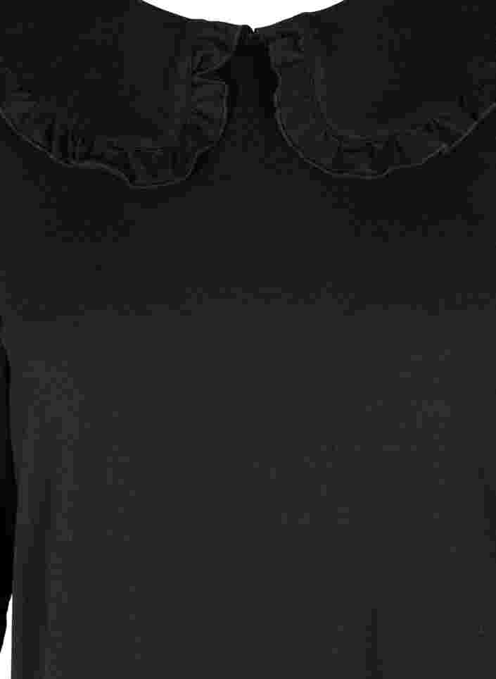 Tunika med 3/4-ermer og volanger, Black, Packshot image number 2