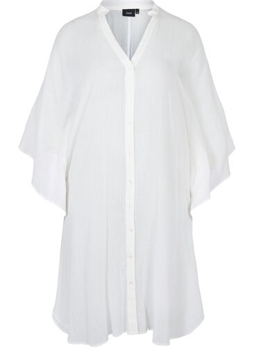 Strandkjole i bomull med knappelukking, Bright White, Packshot image number 0