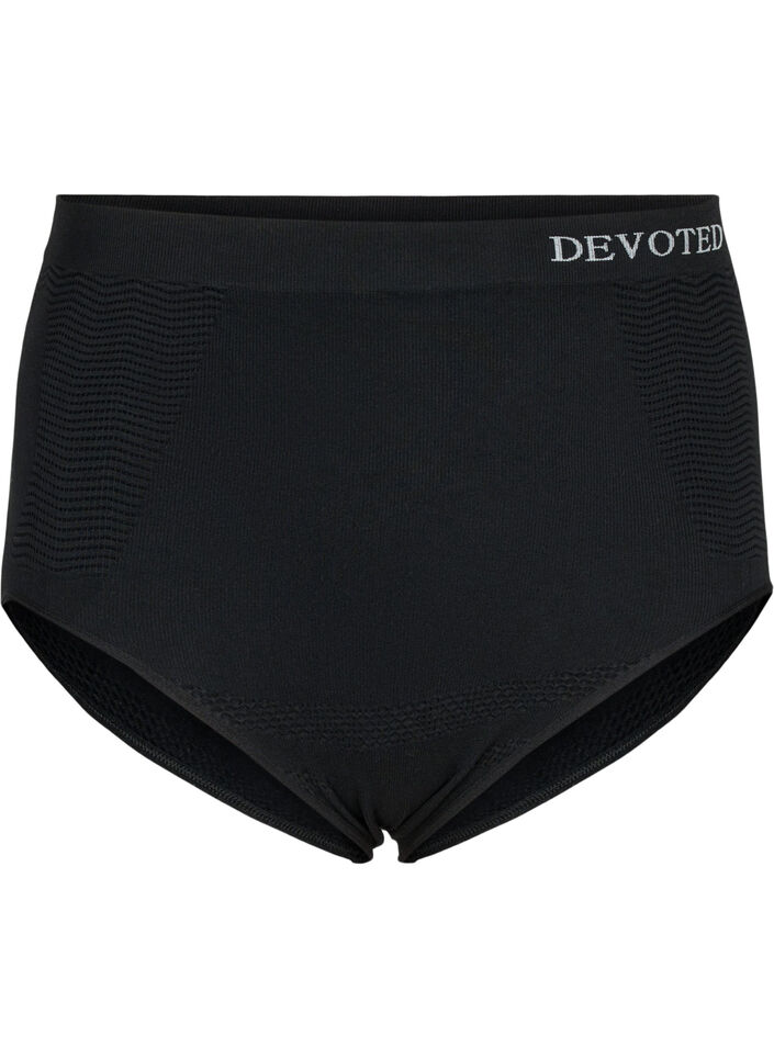 Sømløs truse med høyt liv, Black, Packshot image number 0