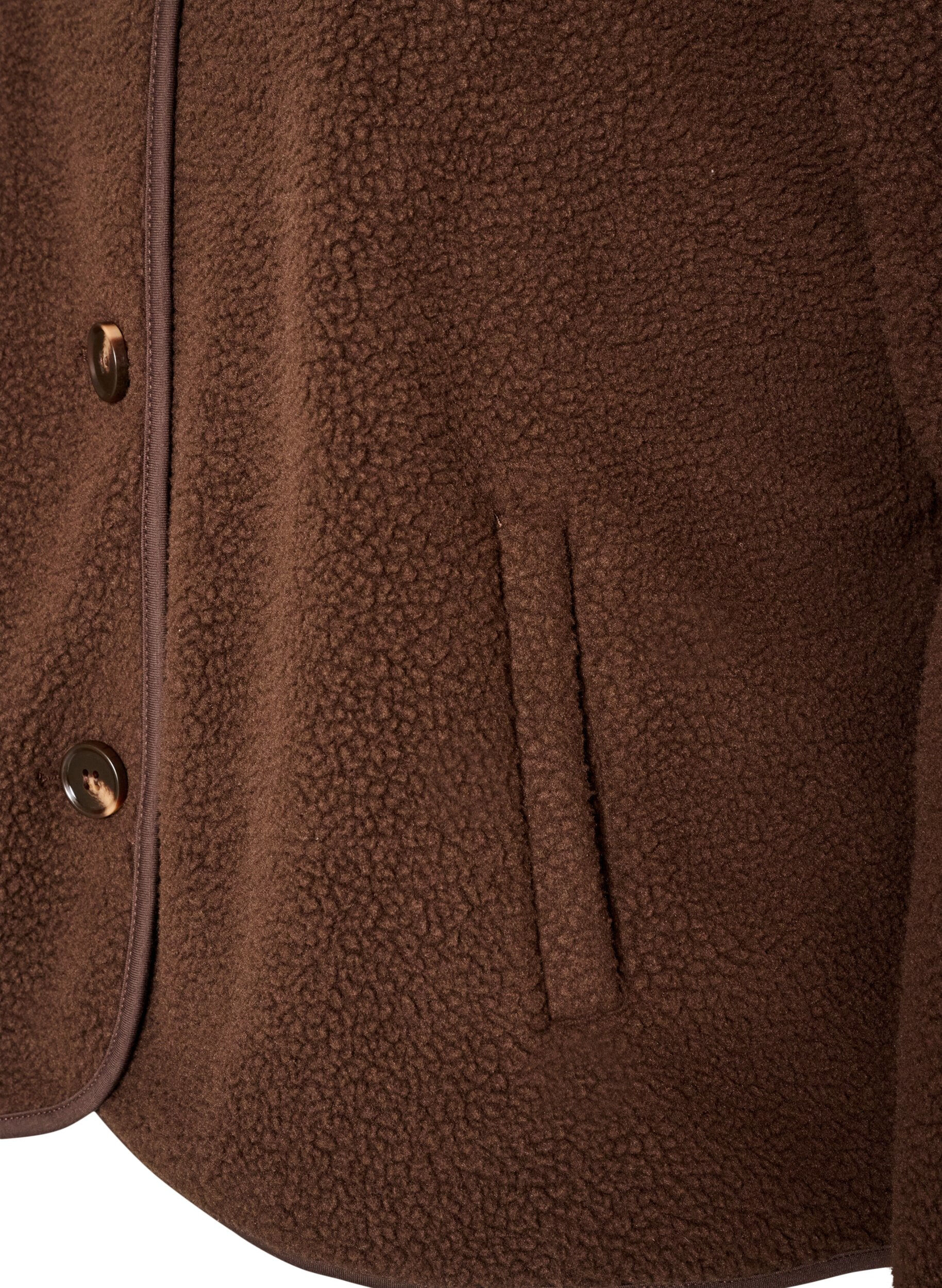 ZizziTeddyjakke med rund hals og knapper, Brun, Packshot image number 3