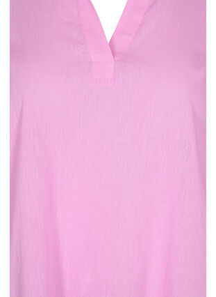 Stripet kjole i bomull og lin, Begonia Pink, Packshot image number 2