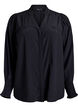 Bluse med rysjekrage og rynking, Svart, Packshot image number 0