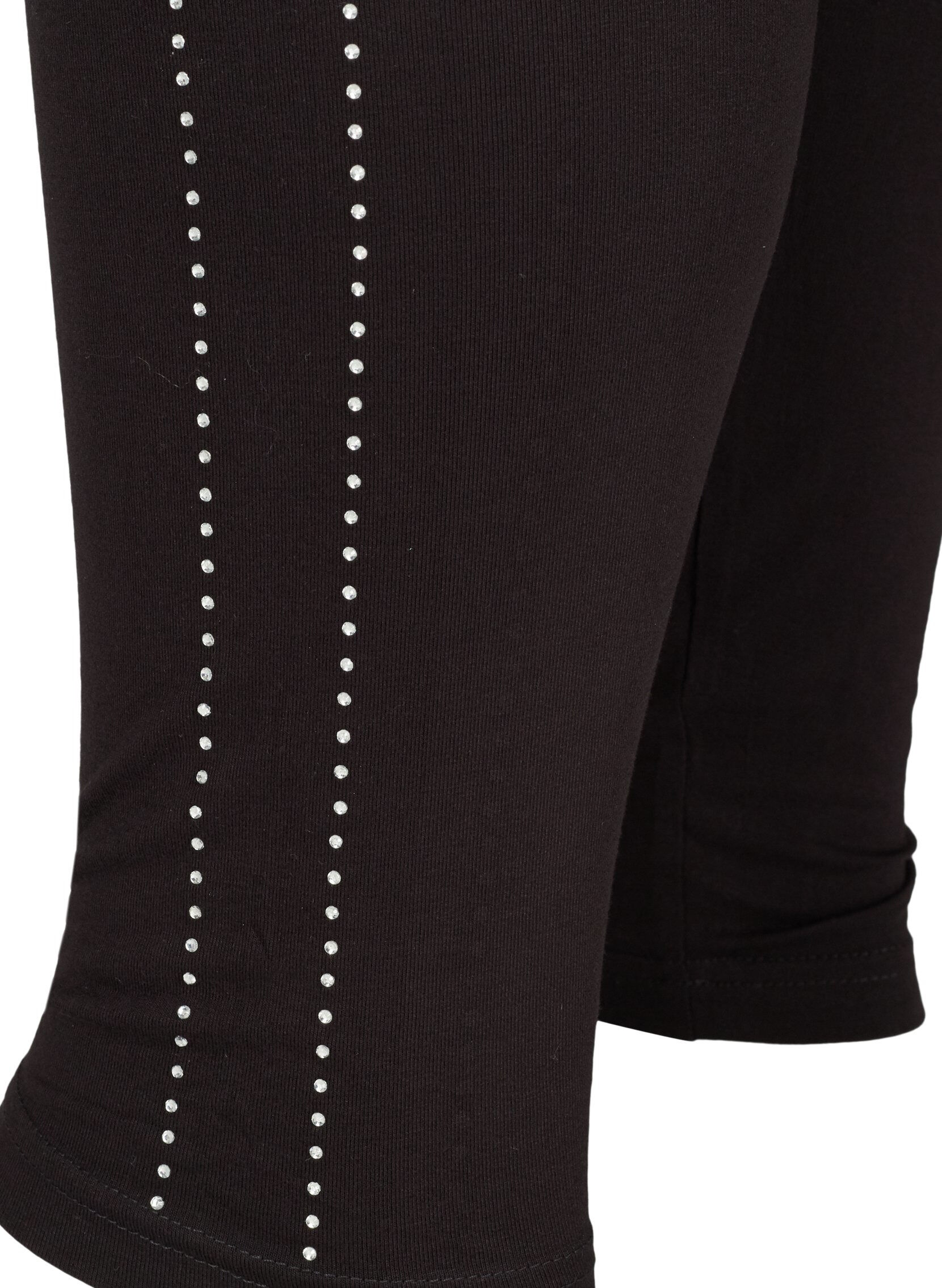 Zizzi Leggings i viskose med sten p&aring; sidene, Black, Packshot image number 3