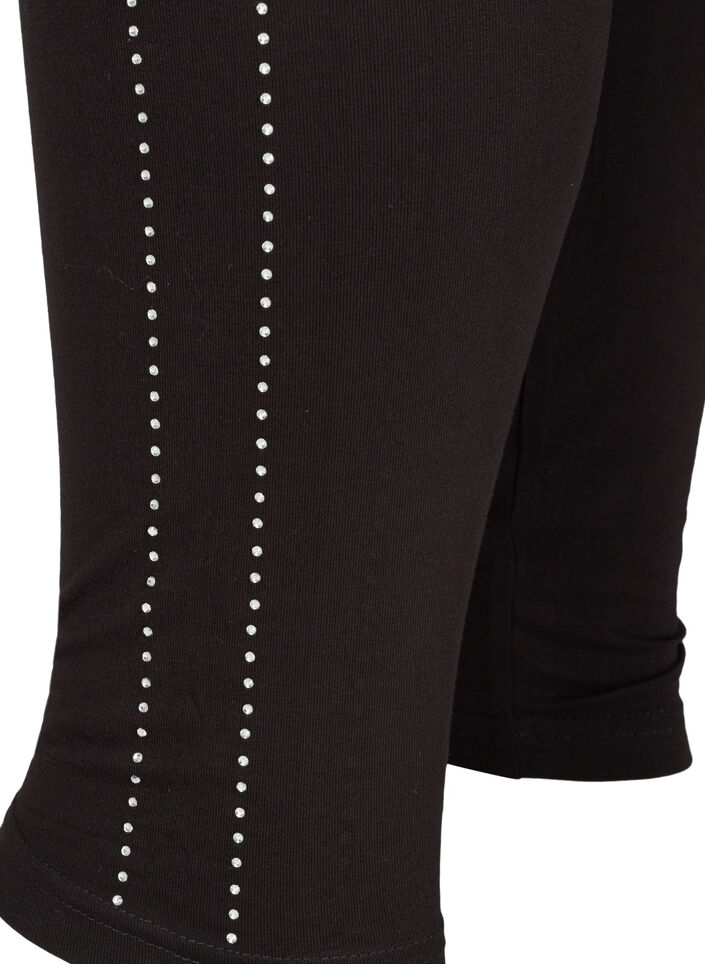 Leggings i viskose med sten p&aring; sidene, Black, Packshot image number 3