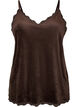 Velour topp med blonderkant, Brun, Packshot image number 0