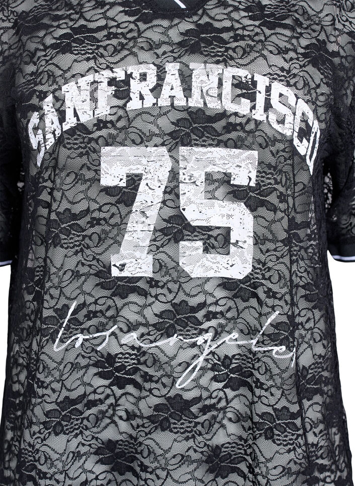 Sporty blonde t-skjorte med løs passform, Black Bright White, Packshot