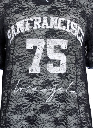 Zizzi Sporty blonde t-skjorte med løs passform, Black Bright White, Packshot image number 2