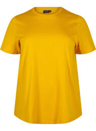 Basic T-skjorte i bomull med rund hals, Golden Yellow