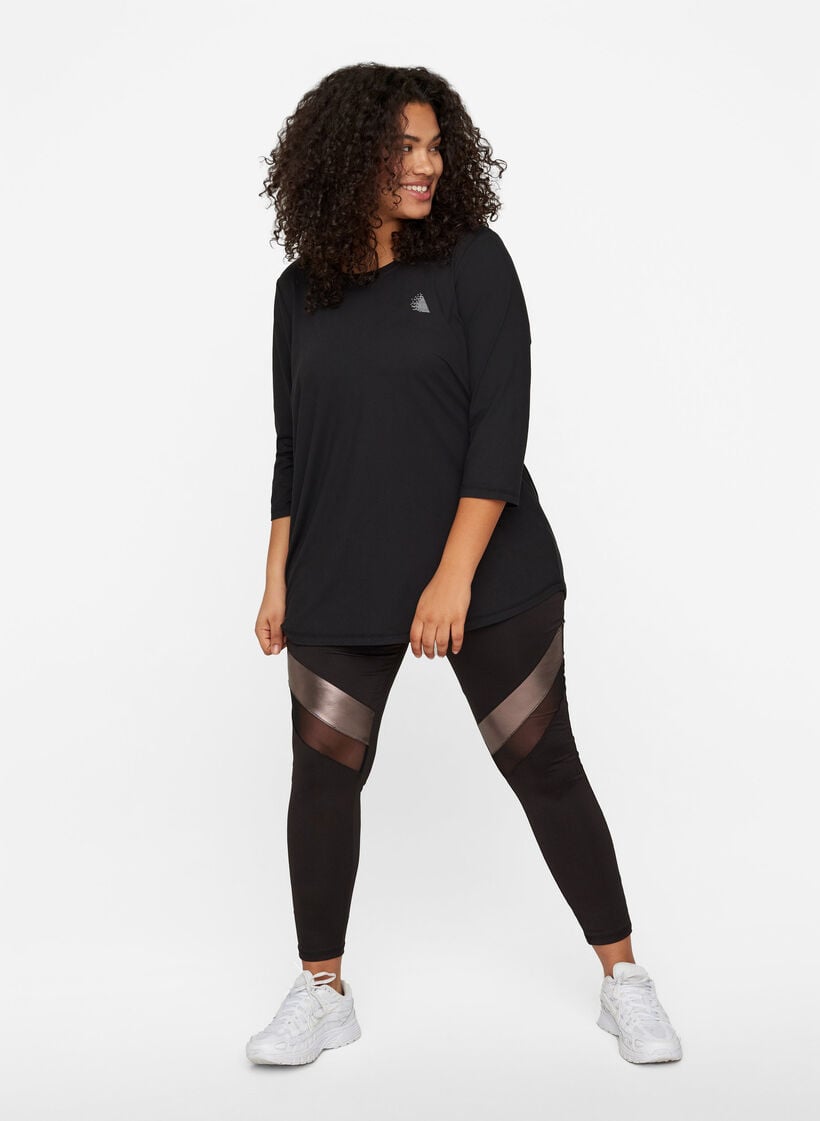Treningsbluse med 3/4-ermer, Svart, Model image number 1
