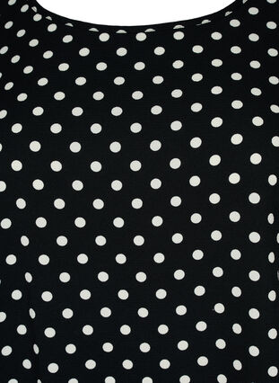 Kjole med trykk og korte ermer, Black w. Dots, Packshot image number 2