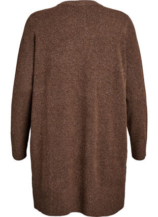 Zizzi Ribbestrikket cardigan med lommer, Brun, Packshot image number 1