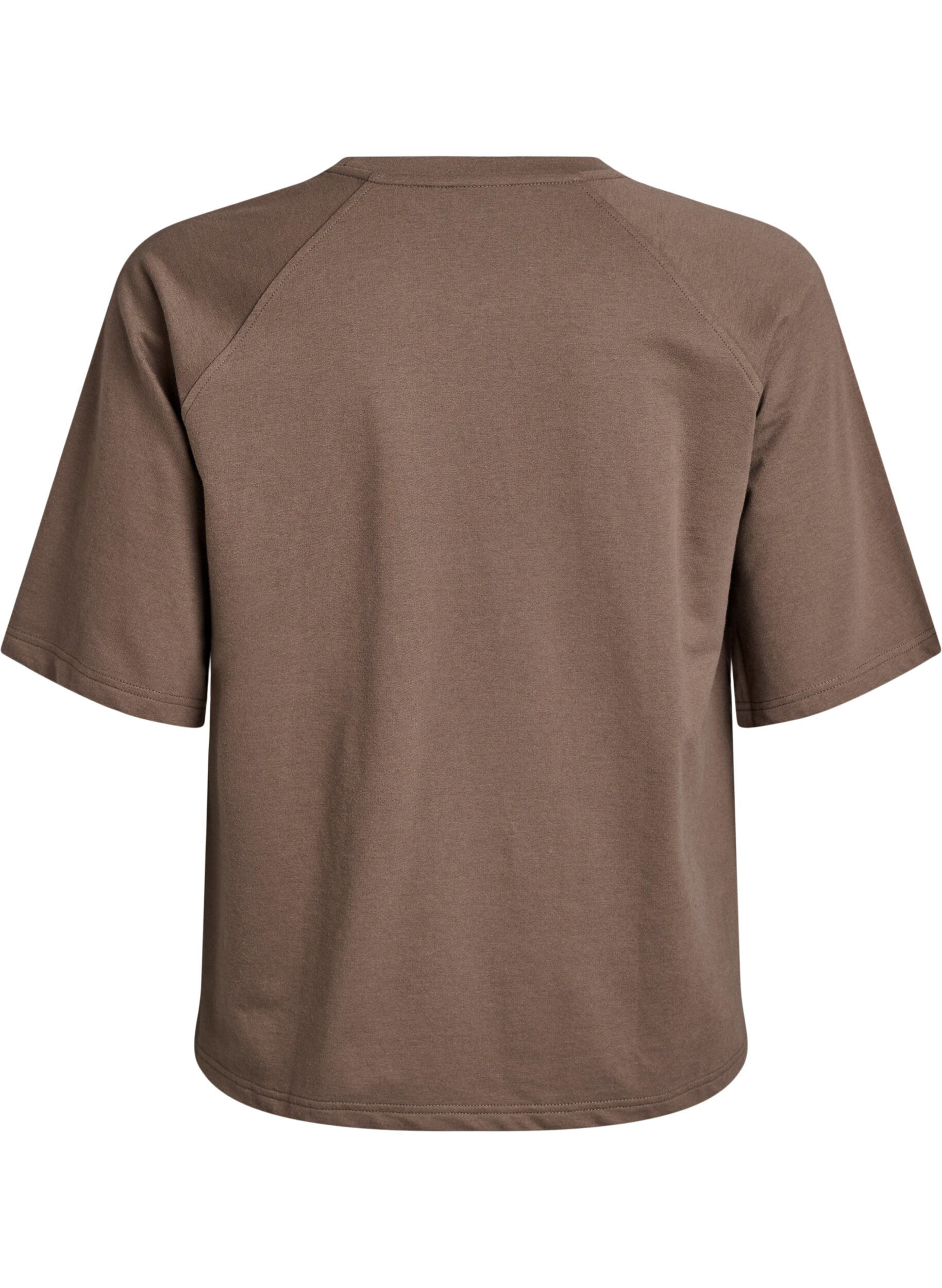 Zizzi Jerseybluse med 1/2 raglanermer, Brun, Packshot image number 1